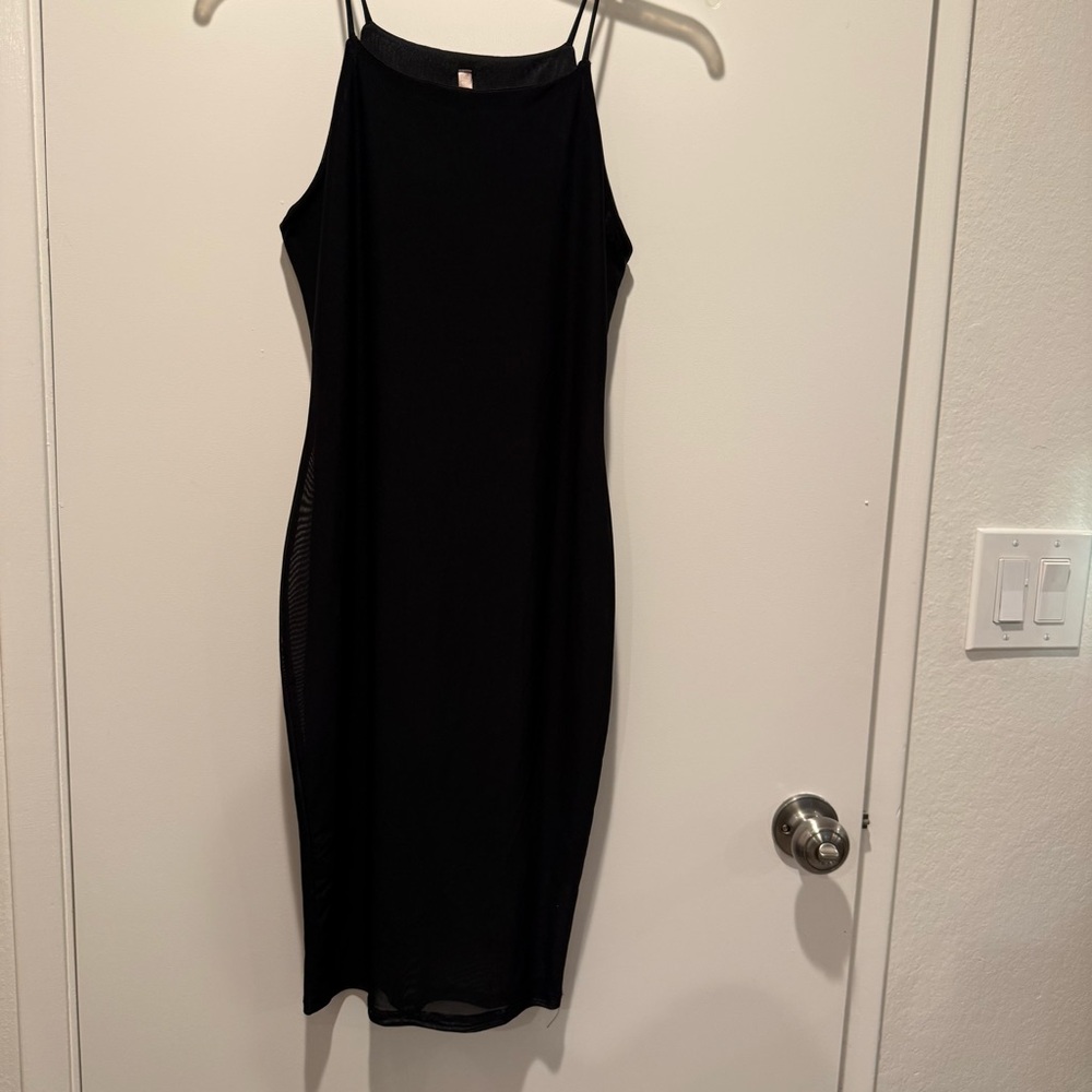 Classic Black Mesh Slip Dress LBD